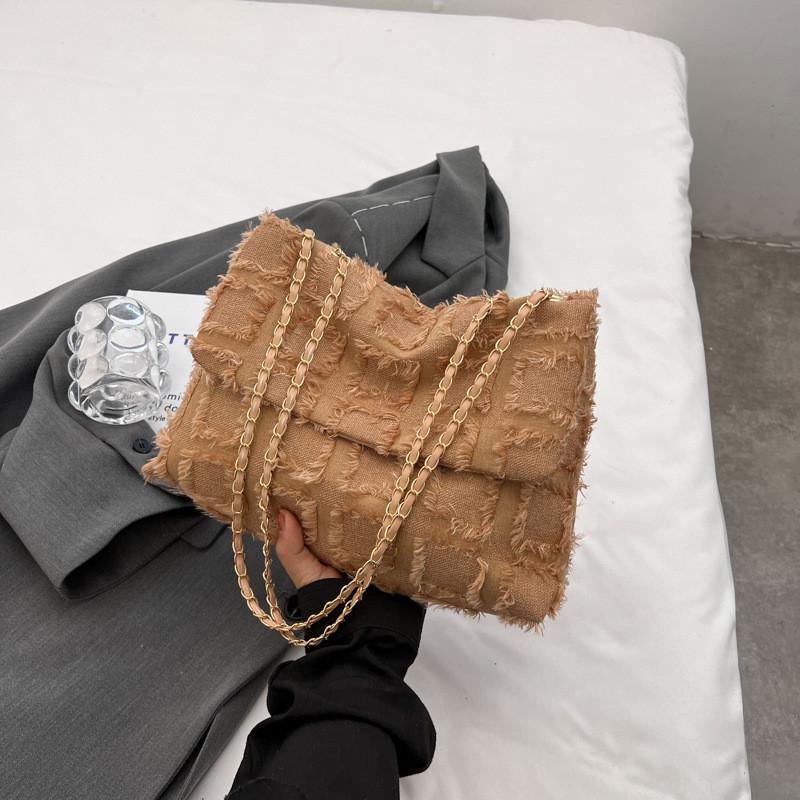 Stylish Casual Shoulder Bag For Women Vintage Design Minimalist Crossbody Purse In Black Green Khaki Checkered Pattern