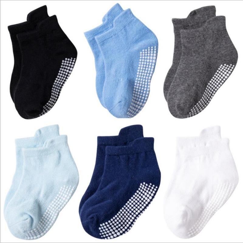 6 Pairs Socks Set Non-slip Baby Socks Boys And Girls Different Color Chosen Fitted 0 To 36 Months Baby Four Season Socks