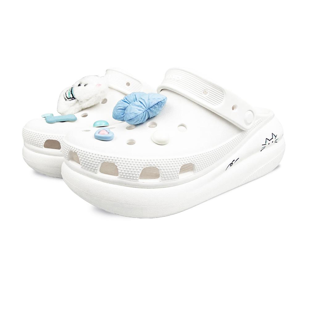 Crocs Crush Clog EVA Little Friends Puff Shoes Casual and Comfortable Hole Shoes Women's White