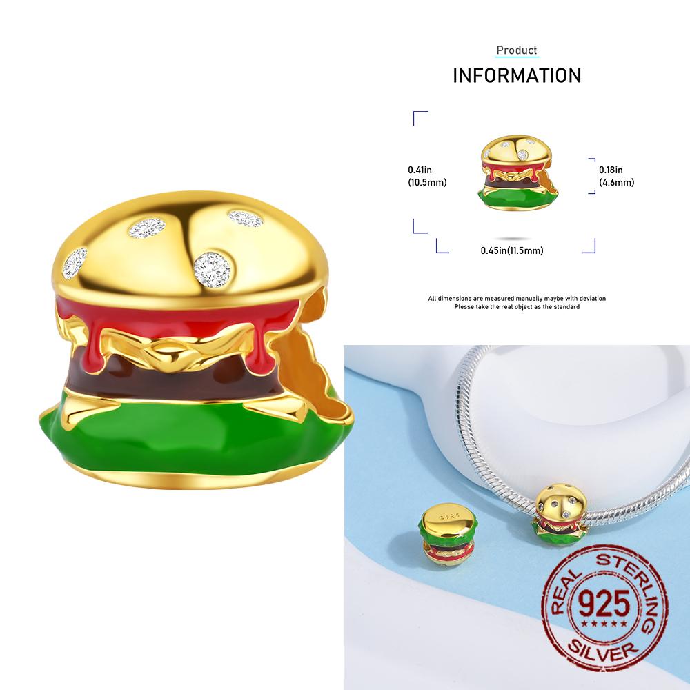 Cute And Interesting Copper Delicious Food Dessert Burger Pizza Charm Pendant Fit Bracelet Party Gifts