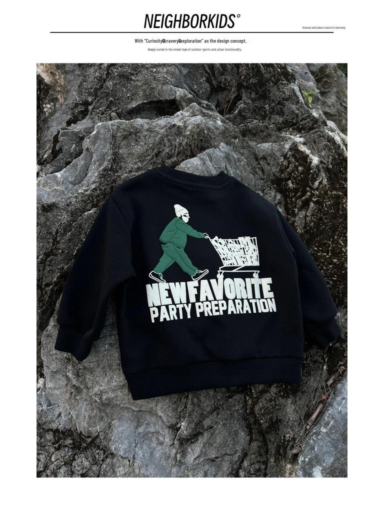 2025 Kids' Autumn Trendy Letter Print Cotton Pullover Sweatshirt