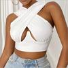 Women's Crisscross Cut Out Vest  Wrap  Solid Cami Tank Tops