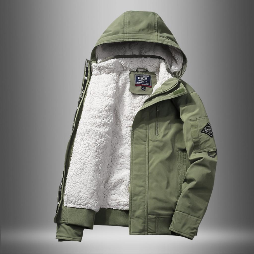 New Men's Fleece Lined Thick Hooded Cotton Parka, Winter Warm Casual Workwear Cotton Coat for Men