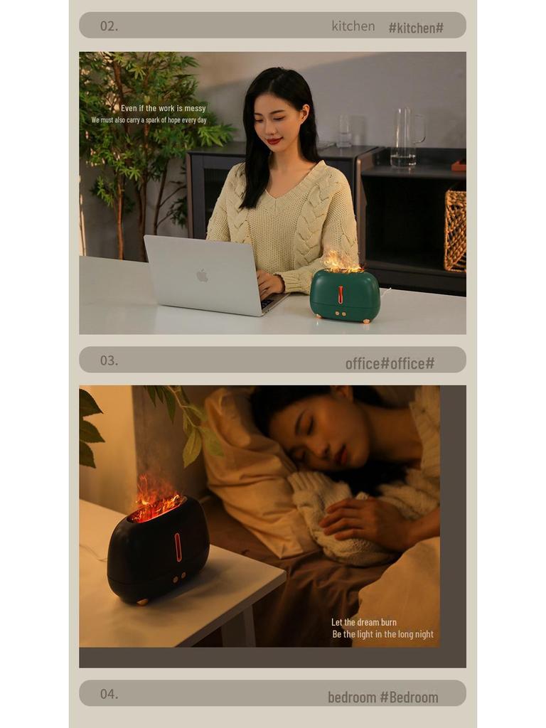 2023 USB Flame Humidifier: Large Mist Aromatherapy Machine for Home and Bedroom