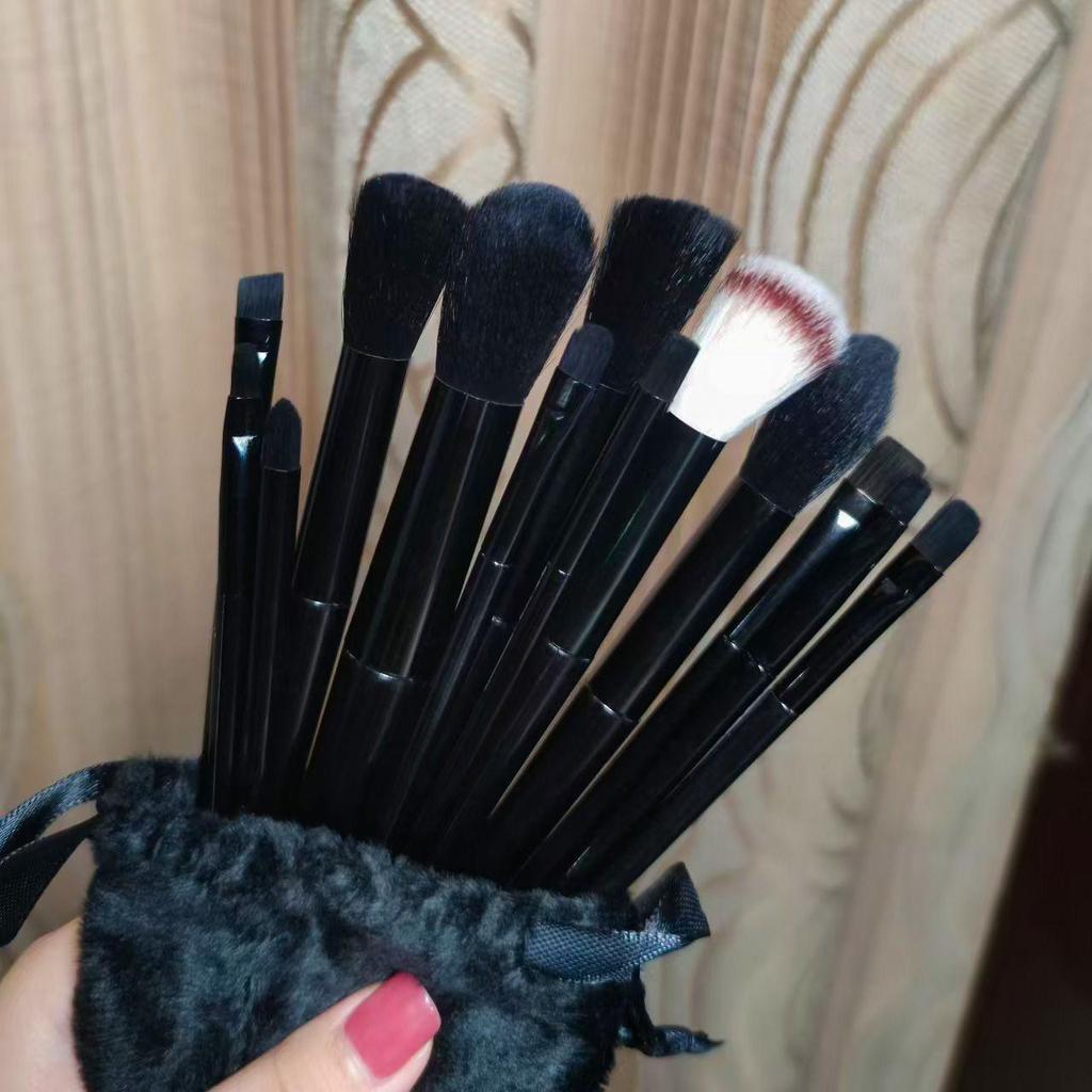 Portable 13-Piece Makeup Brush Set: Powder, Blush, Eyeshadow Brushes with Soft Bristles for Beginners