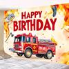 Superficie piana 2D 1 pezzo di telo di sfondo per festa di compleanno dei pompieri cabina fotografica a tema fuoco