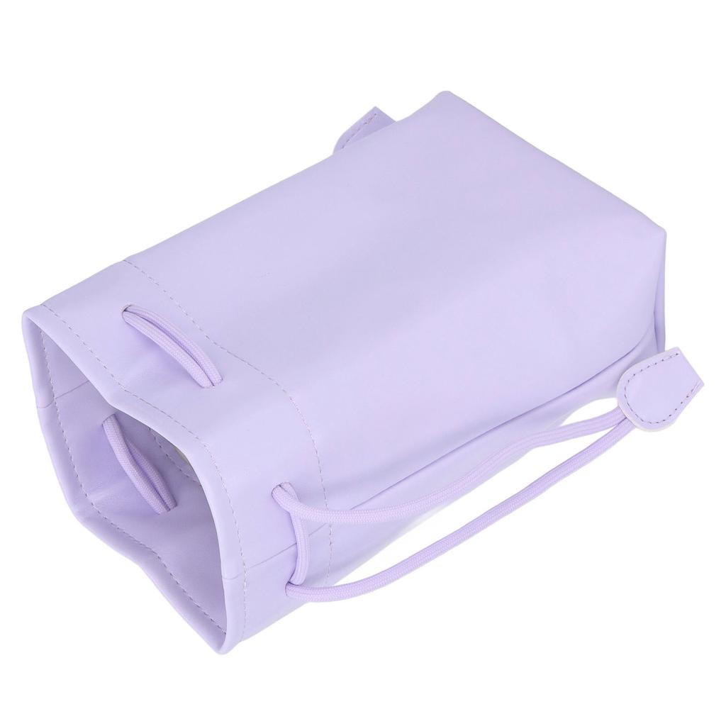 PU Leather Drawstring Pouch Bag Portable Waterproof Universal Instant Camera Film Printer Storage Organizer Purple