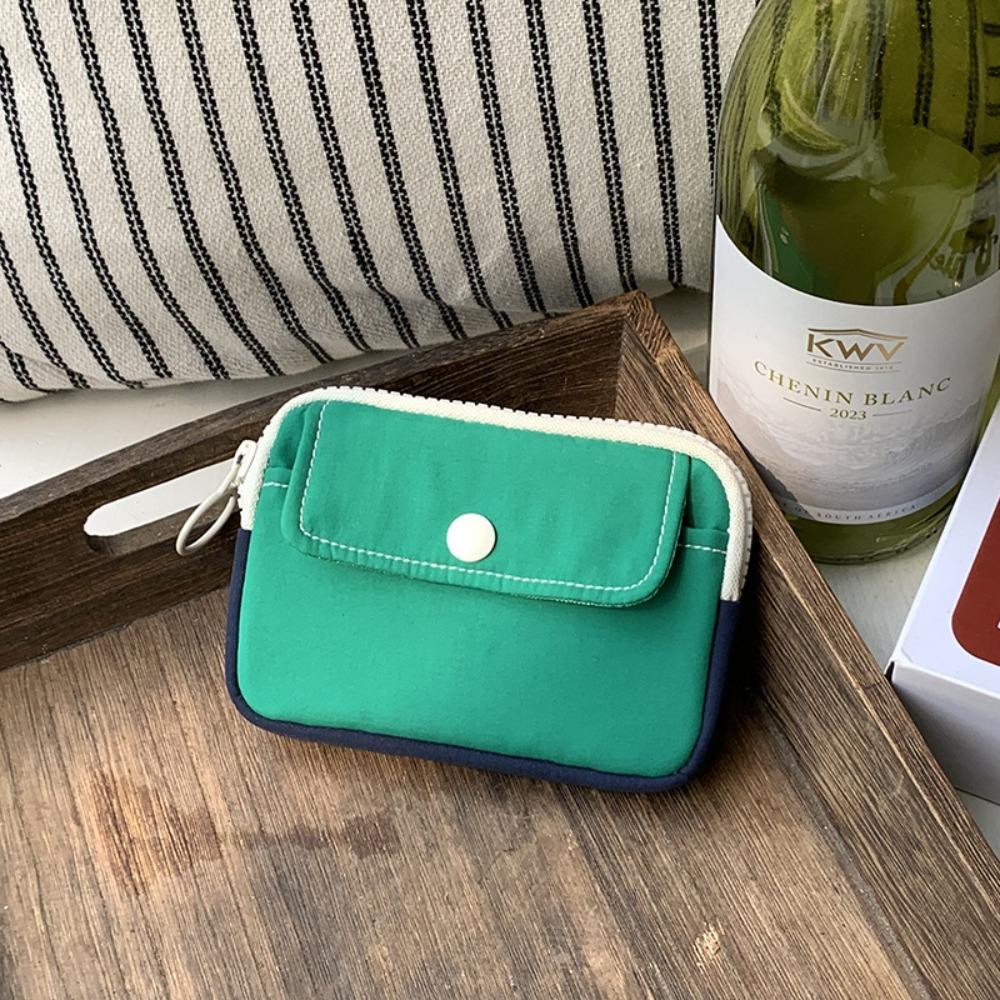 Fashion Solid Color Coin Purse Mini Lightweight Headphone Bag Canvas Cash Wallet Women