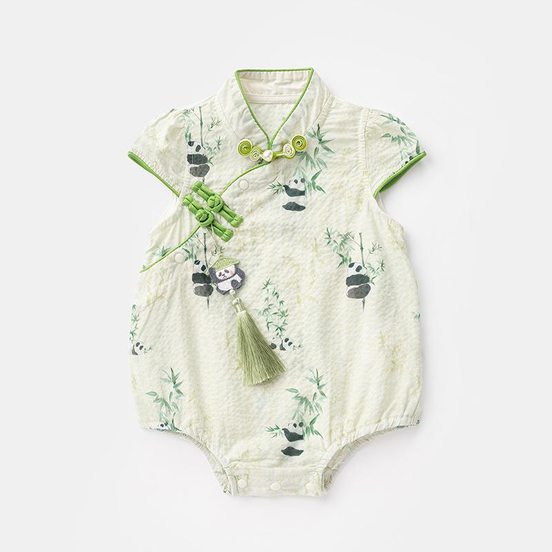 

Летний ромпер чонсам для девочки: Китайский комбинезон с лягушачьими пуговицами для годовалого ребенка (2025) 66 cm Tag светло-зеленый