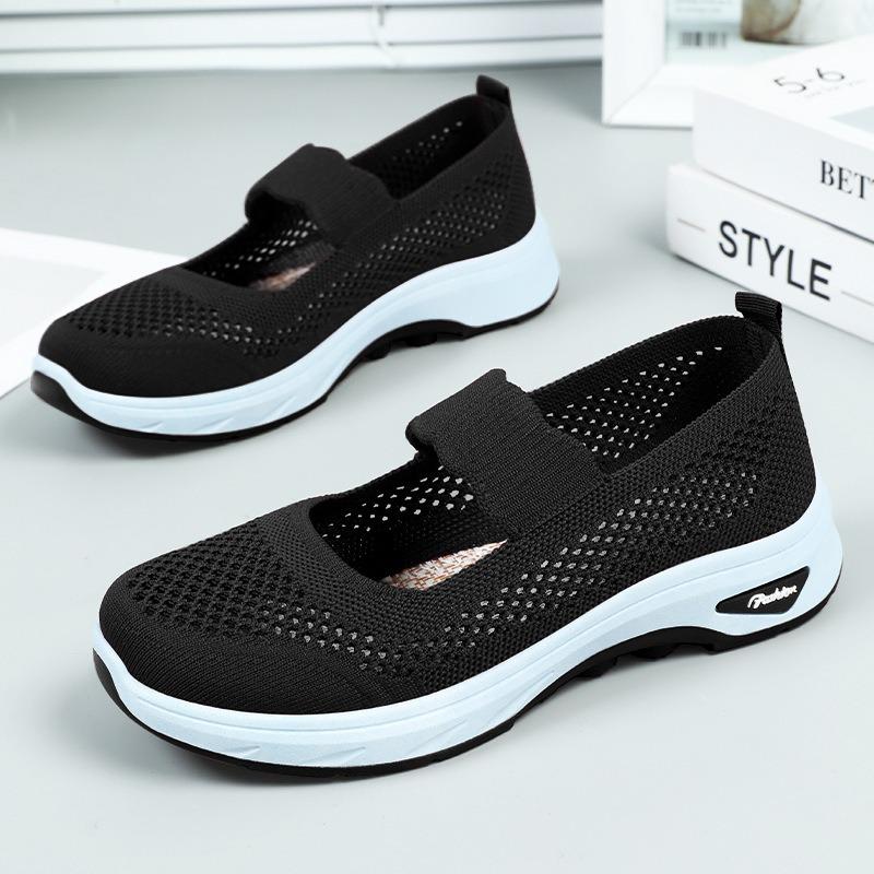 Women's Shoes Summer Fly-woven Breathable Mother Shoes Soft-soled Comfortable Casual Shoes Women's Versatile and Lightweight Mesh Shoes