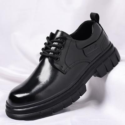 Fashion High End Brand Men's Leather Casual Shoes Thick Soled Wear-resistant Lace Up Men's Oxford Shoes Outdoor Trendy Workwear Shoes