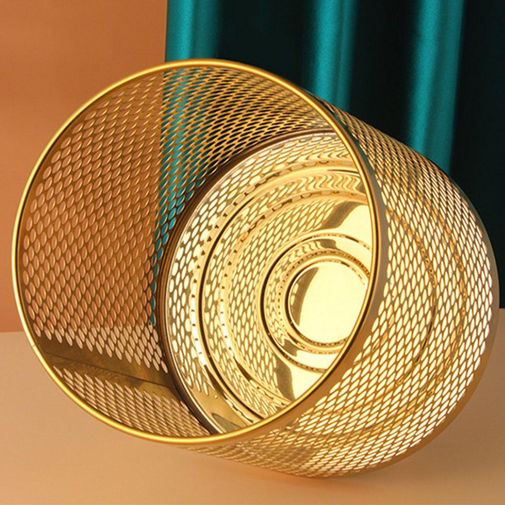 Stylový koš na papír z nerezové síťoviny pro moderní vzhled Velkokapacitní kovový zlatý odpadkový koš Iluzorní barva