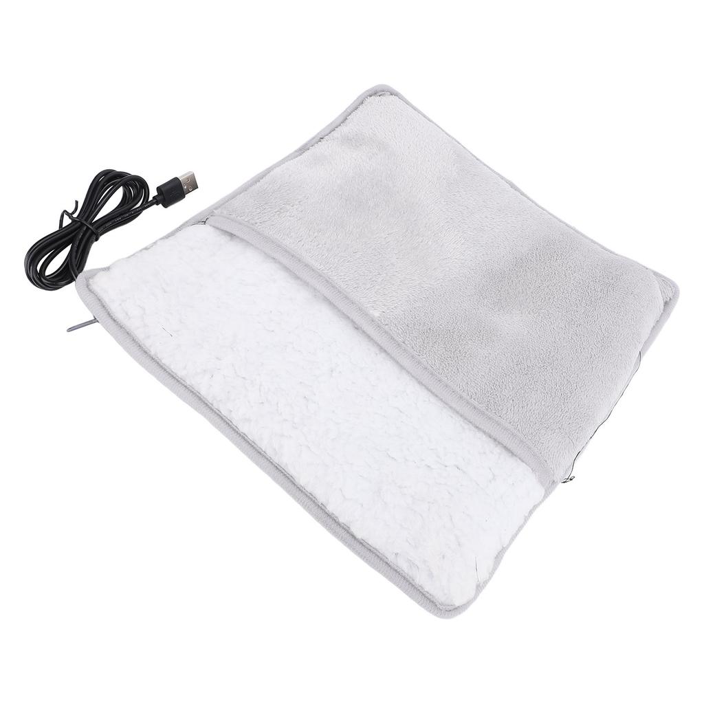 Electric Foot Warmer Grey USB Fast Heating Flannel Electric Feet Heating Pad for Home Travel