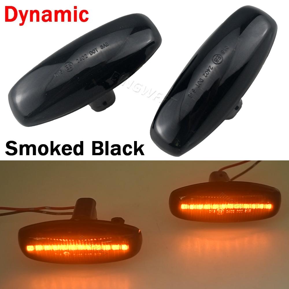 1 Pair LED Dynamic Side Marker Turn Signal Light For Toyota Yaris Vios Car Sequential Blinker Light 2014 2015 2016 2017-2019 Dynamic Smoked