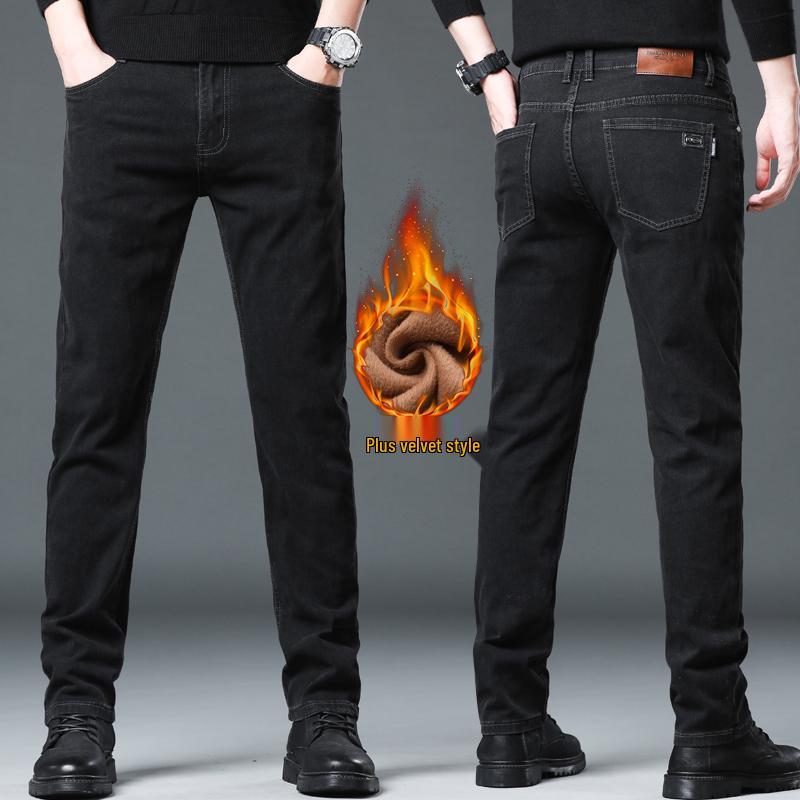 

Мужские джинсы прямого кроя слим фит на флисовой подкладке - Зимняя коллекция 2025 33 Waist 90cm