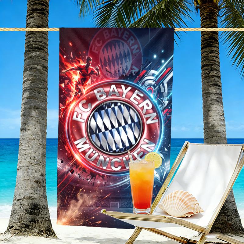 FC Bayern Munich Print Beach Towel Design, Soft, Lightweight. for Home Bathroom, Spa, Pool, Yoga, Surfing, Camping, Gift for Family, Friend