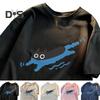 Couple Casual Tee Shirt Cartoon Black Cat Print T-shirt Round Neck Loose Summer Top for Men Women Home Gym Street Wear