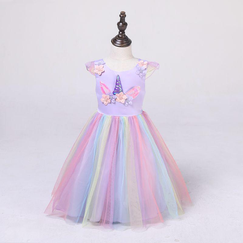 

2021 Girls European & American Christmas Princess Evening Dress 100 cm фиолетовый