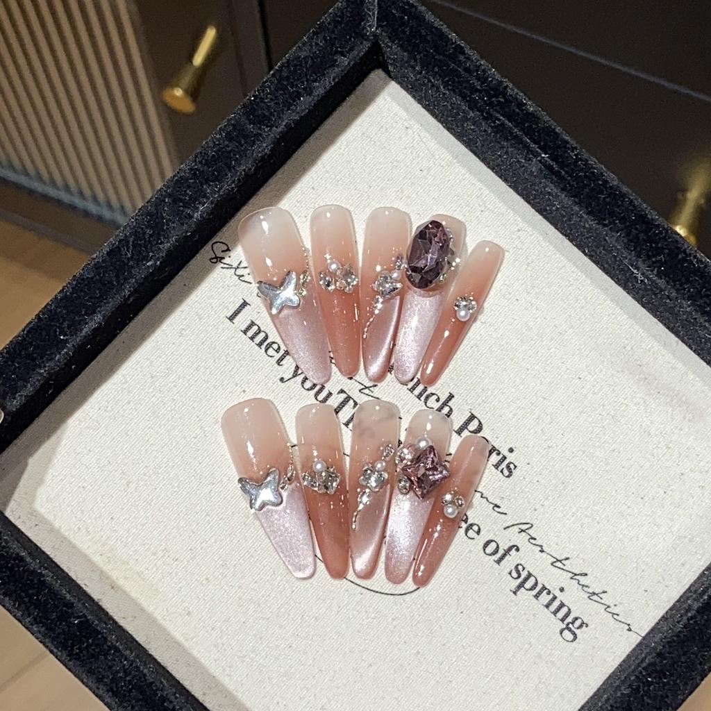 Ice-permeable Peach Pink Gradient Side Light Cat Eye Boutique K9 Diamond Falls Into Love Wear Armor