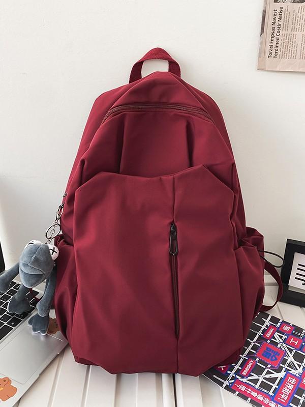 Schoolbag Large Capacity Laptop Backpack Men's and Women's Lightweight Fashion Solid Color College Student School Bag Junior High School Backpack