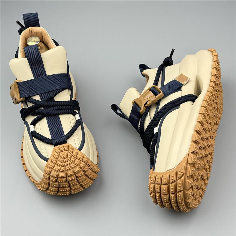 Luxury New Designer Men's Vintage Lace Up Thick Bottom Shoes Causal Flats Moccasins Male Hip-hop Sports Walking Sneakers