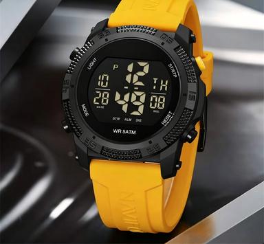 Men s Digital Casual Date and Week Alarm Waterproof Silicone Strap Electronic Watch Fashion Wristwatch