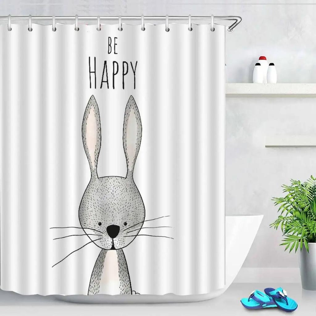 Animal Style Shower Curtain Lion Bathroom Curtain Cartoon Hedgehog Pattern Vintage Bathroom Waterproof Curtains 3D Shower Screen