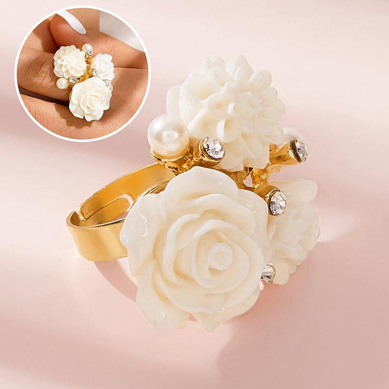 Simple Flower Fingertip Nail Rings For Nail Photo Shoot Nail Open Ring Studio Supplies Nail Gel Color Makeup Display Jewelry