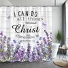 Lavender Shower Curtain Watercolour Art Painting Creative Polyester Bath Curtains Bathroom Decor With Hooks Bathroom Accessories
