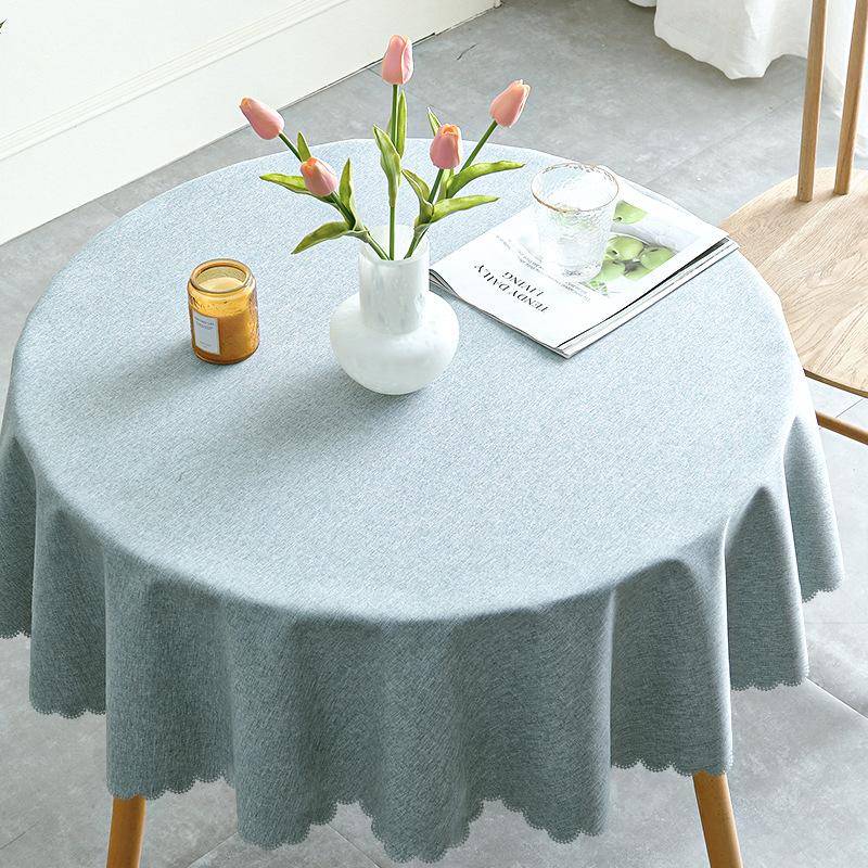 Rectangular Vinyl Tablecloth with Lace Rim ,Heavy Duty 100 % Waterproof Oil-Proof Round Tablecloth for Kitchen Party Picnic Dining  Indoor & Outdoor