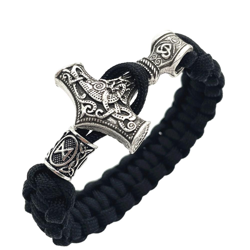 Nostalgia Thor Hammer Viking Bracelet Rune Charms Bead Jewelry For Women Men Norse Vikingo Bangle Dropship