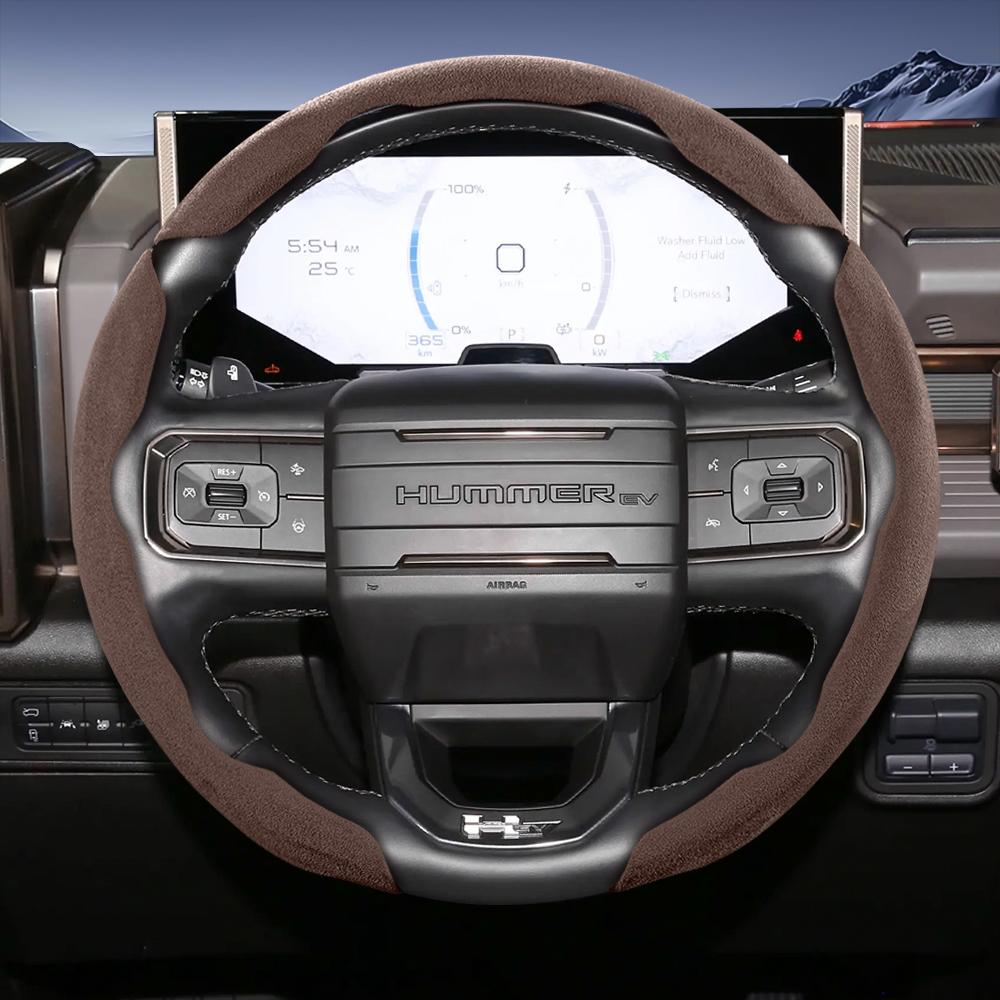 Suede Split Snap-On Steering Wheel Cover for GMC Sierra Yukon Acadia Canyon Black Brown Red