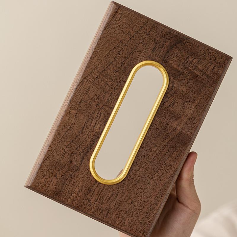 Black Walnut Wooden Tissue Case Luxury Magnetic Attraction Rectangular Tissue Box Aesthetic Boxes Kitchen Storage Organizer