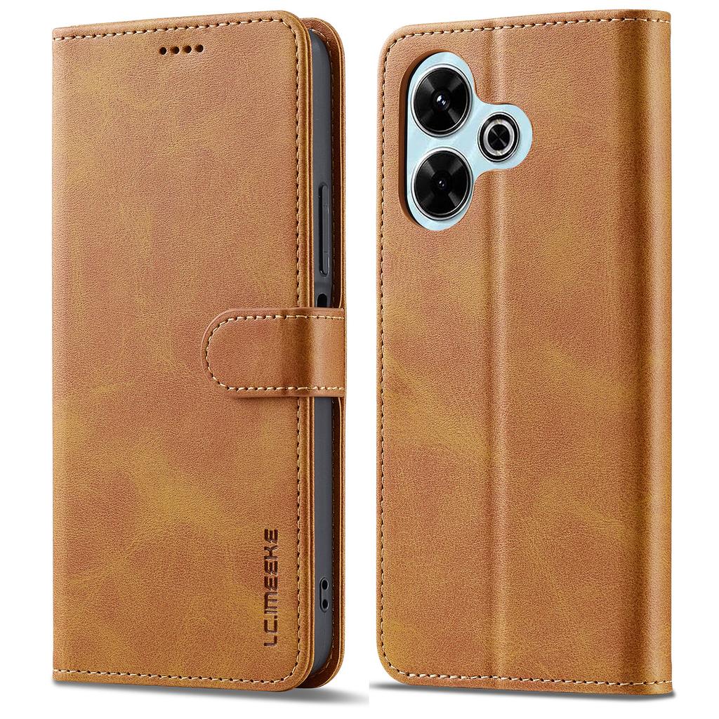 LC.IMEEKE Für Xiaomi Redmi 13 5G/13 4G Hülle Brieftasche Kalbsleder Textur Leder Handyhülle