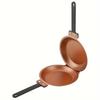 One piece double-sided pancake and omelette pan, non-stick copper-titanium coating, stainless steel handle
