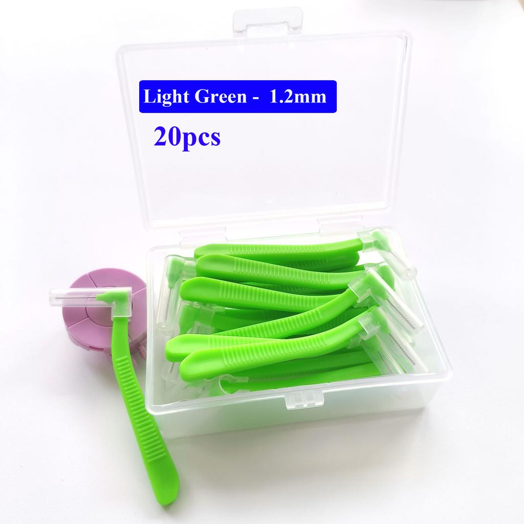 20Pcs L Shape 0.6-1.2Mm Interdental Brush With Box Orthodontic Dental Tool Teeth Cleaning Toothpick Oral Hygiene Dental Flosser