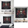 Hanging For Living Room Retro Skull And Roses Tapestry Modern Art Wall Blanket Aesthetic Tapestrys Indoor Outdoor Tapestries