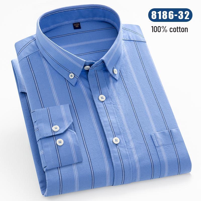 Men's Long Sleeve Striped Oxford Button-Down Shirt - New Color