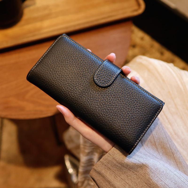 2026 New Women's Top-Grain Leather Lg Wallet & Phe Clutch | Solid Color Multi-Card Mini Handbag | Slim Everyday Carry