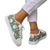 Christmas Casual Flat Baseplate Shoes Women's Large Size Santa Pattern Lace-up Canvas Shoes