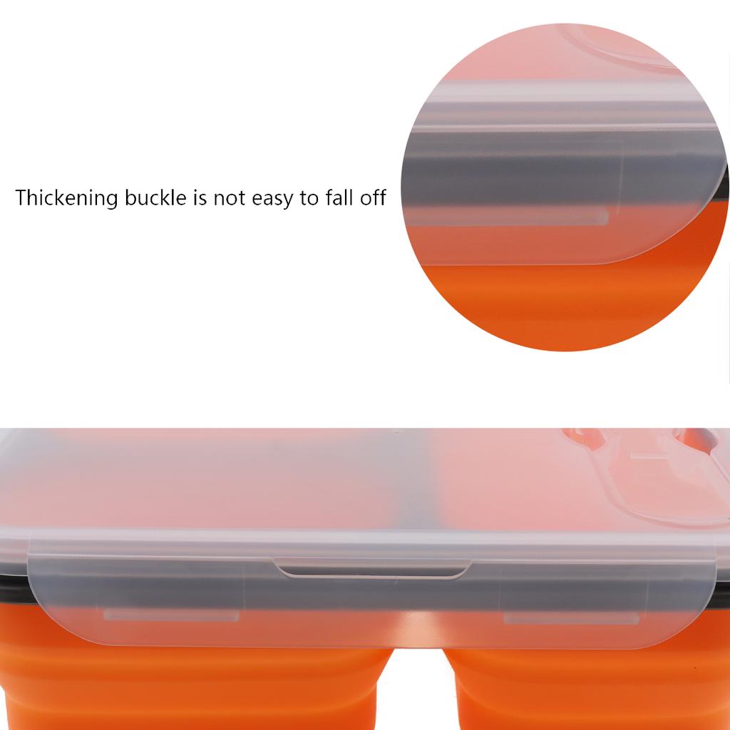 3-farbige, skalierbare, faltbare Lunchbox aus Silikon, Bento-Box mit Löffel und Gabel, Mehrzweck-Geschirr für – 40–230 °C