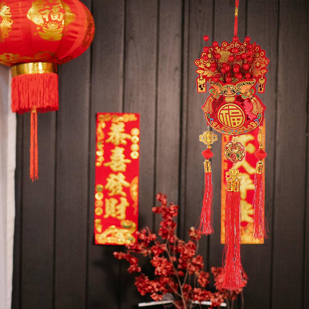 Traditional Design Chinese New Year Decoration with Tassel Festive Hanging Ornaments  Household