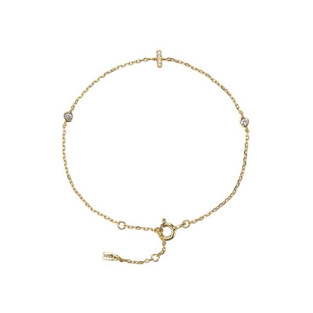 925 Sterling Silber Initiale 26 Buchstaben Alphabet Monogramm Gold Name Armband Kristall Cz Zirkon Modischer Schmuck