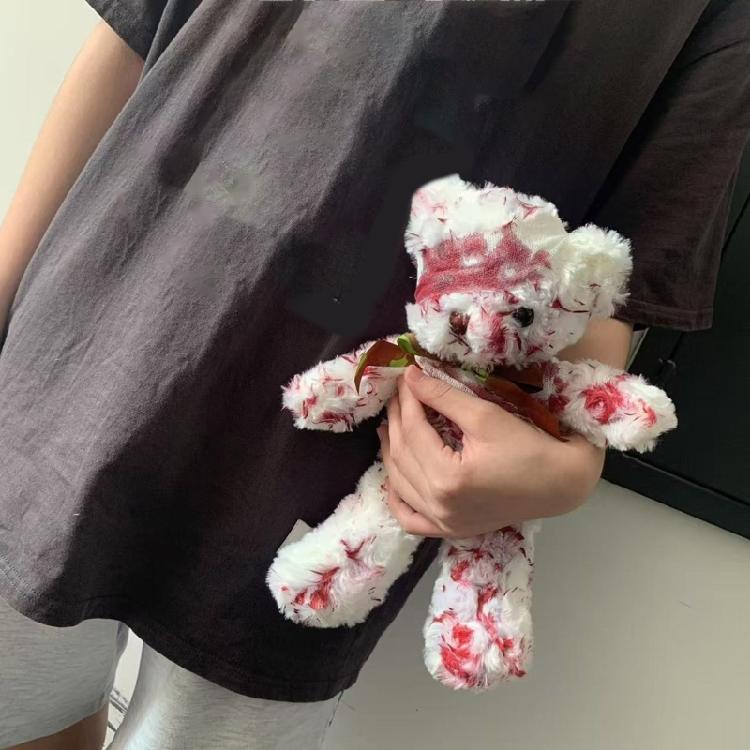 Bear Pendant Disturbing Blood Splattered Small Bear PP Cotton Fabric Texture Suitable for Dark Theme Parties Decorating