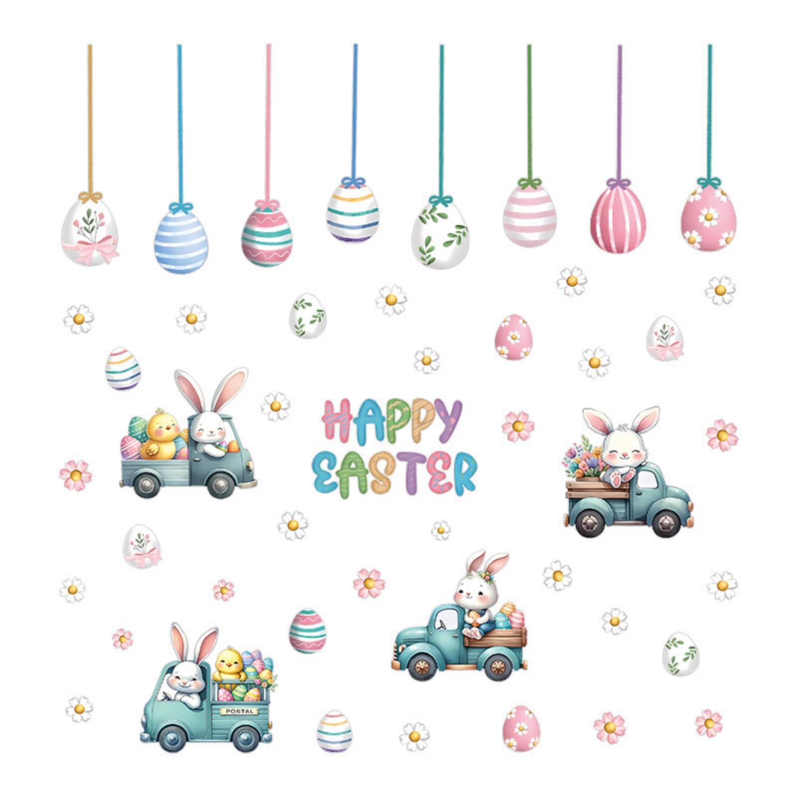 

2 Аркуші Великодній Кролик Віконні Наліпки Мультяшні Наліпки Яйця Мила Прикраса Для Дому Класу Дитячої Магазину Скляні Вітринні Декорації One Size