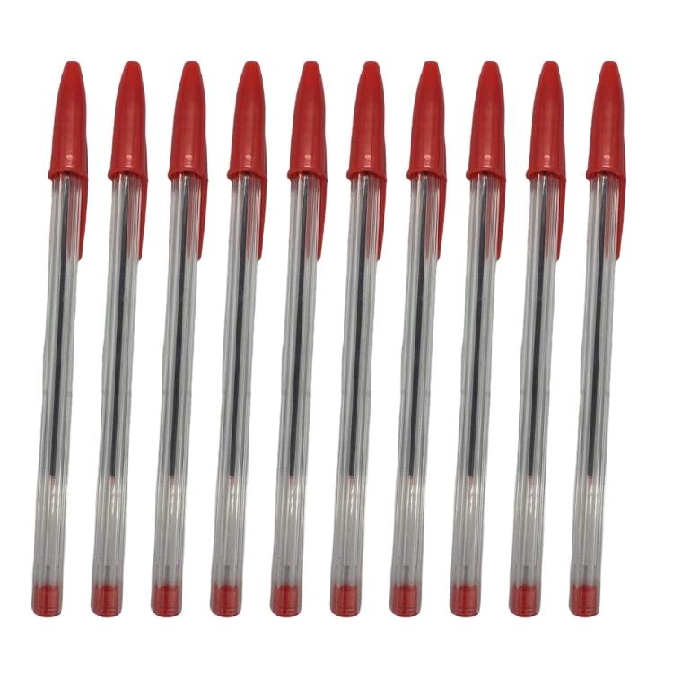 

10PCS Plastic Ballpoint Pens 1.0mm Tip Black Red OR Blue Inks Comfortable Grip Smooth Writing For Note Taking Journaling красный