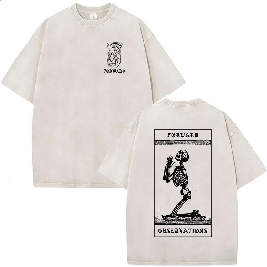 Forward Observations Group T-shirt Lavata Vintage Scheletro Uomo Gotico Oversize Girocollo Manica Corta T-shirt Y2k Streetwear