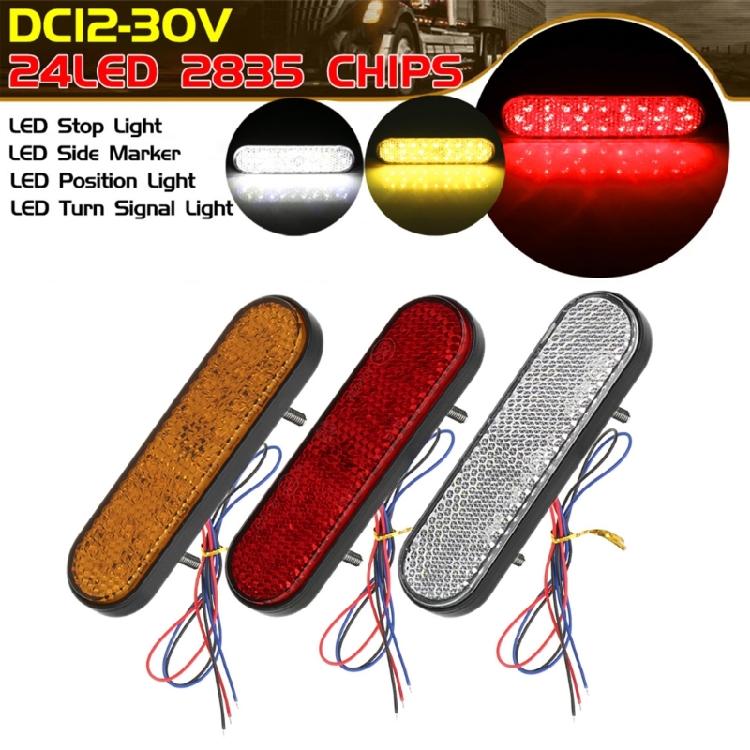 Side Marker Tail Lights Replacement Tail Stop Brake Light 24 LEDs Turn Signal Light Oval Trailer Lights with Reflector