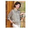 Chinese Style Mandarin Collar Blouse Women's Floral Printed Half-sleeve Chiffon Elegant Top