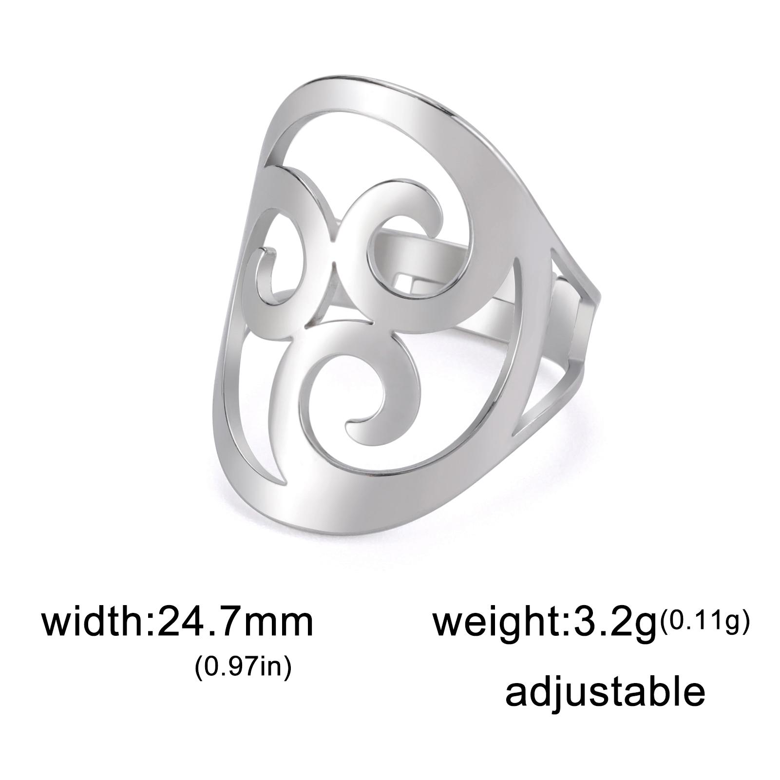 LIKGREAT Triskele Triskelion Verstellbare Damenringe Edelstahl Keltischer Knotenringe Spiral-Amulett Irischer Schmuck Geschenk Neu resizable